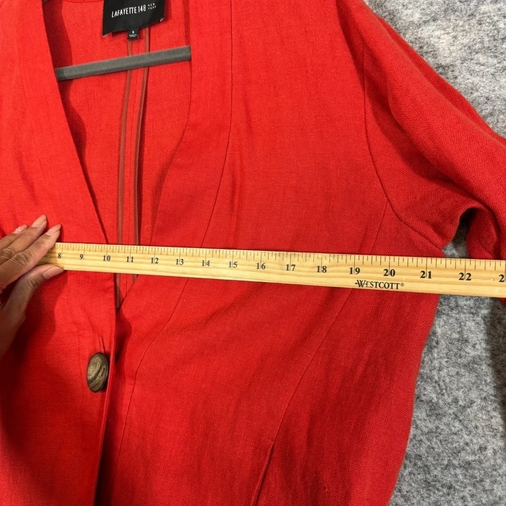 Lafayette 148 Red Linen Lagenlook One Button Blazer Jacket Lightweight  Size S - Picture 11 of 15